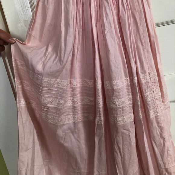 Vintage 1950s Pink Lace Peter Pan Collar Dress Handmade XS/S Praire Cottagecore - Picture 4 of 13